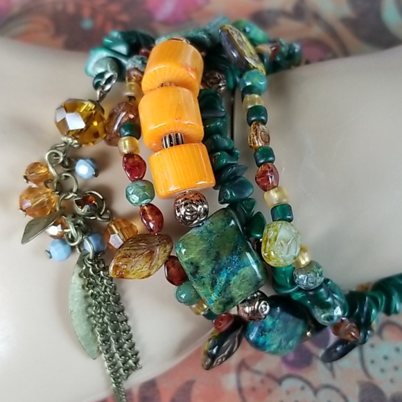 NWT Semi-precious Stone Beaded Wrap Bracelet - Picture 14 of 16